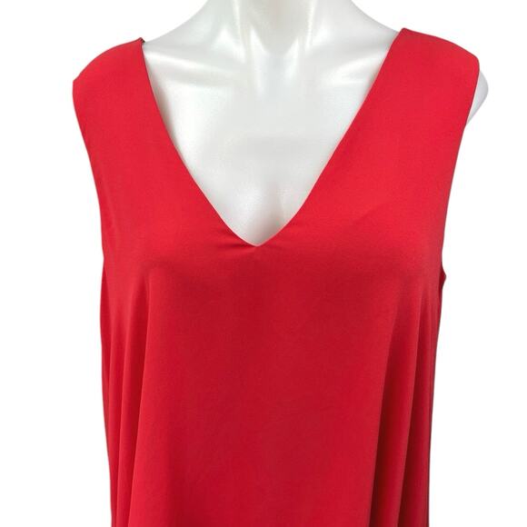BCBGMaxazria Shana Red Sleeveless V-neck Cami High Low Mini Tank Shift Dress L - Picture 6 of 8